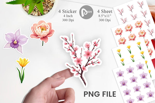 Minimalist Florals Sticker Sublimation artnoy 