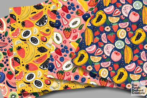 Minimalist Kitchen Food Digital Paper | BBQ Picnic Foodie Digital Pattern Fine Purple Elephant Creations 