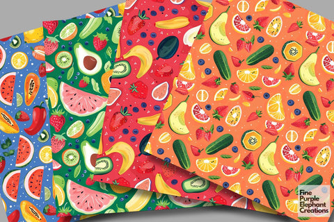 Minimalist Kitchen Food Digital Paper | BBQ Picnic Foodie Digital Pattern Fine Purple Elephant Creations 