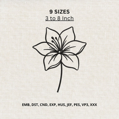 Minimalist Lily Flower Outline Machine Embroidery Design – Floral Line Art Embroidery File Embroidery/Applique DESIGNS PatternFeed8 