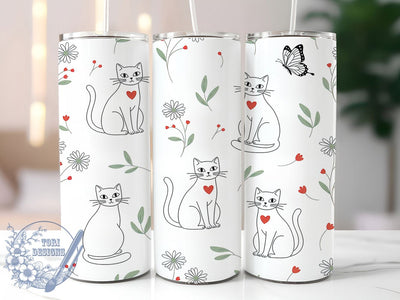 Minimalist Line Art Cat Tumbler Wrap, Simple Cat Illustration, Line Art Cat Design, Modern Cat Sublimation, Minimal Cat Wrap, 20oz Tumbler Template, Contemporary Feline Art Sublimation ToriDesigns 