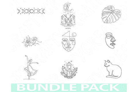 Minimalist Line Art Png Bundle, Modern Abstract Clipart, Simple Illustration Designs, Contemporary Digital Minimal Graphic Sublimation Pngs SVG TiffsCraftyCreations 