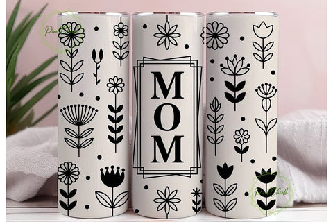 Minimalist Mom Floral 20oz Tumbler Wrap Sublimation PixelChick 