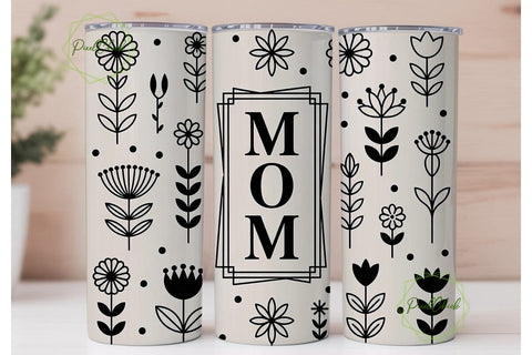 Minimalist Mom Floral 20oz Tumbler Wrap Sublimation PixelChick 