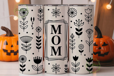Minimalist Mom Floral 20oz Tumbler Wrap Sublimation PixelChick 