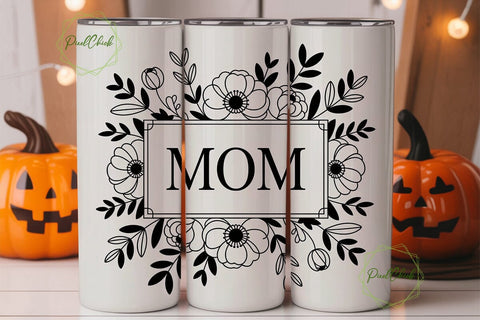 Minimalist Mom Floral 20oz Tumbler Wrap Sublimation PixelChick 