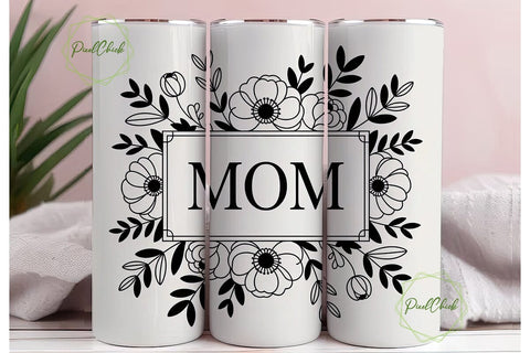 Minimalist Mom Floral 20oz Tumbler Wrap Sublimation PixelChick 
