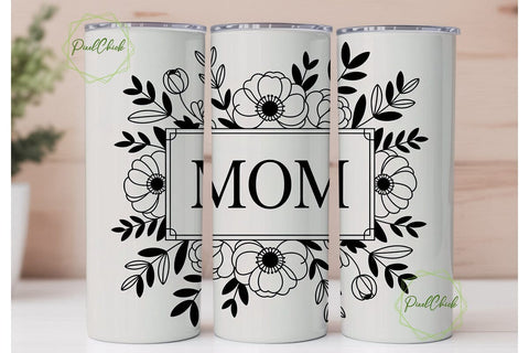 Minimalist Mom Floral 20oz Tumbler Wrap Sublimation PixelChick 