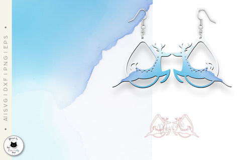 Minimalist Reindeer Teardrop Earrings Laser Cut SVG Ivy's Creativity House 