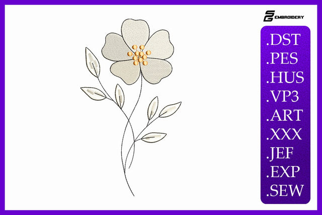 Minimalist Single Flower Stem Delicate Botanical Spring Embroidery Design Embroidery/Applique DESIGNS sg embroidery 