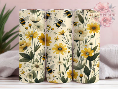 Minimalist Spring Honeybee Tumbler, Minimalistic Bee Tumbler, Honeybee Floral Wrap, Vibrant Bee Wrap, Artistic Nature Wrap, Sublimation Design, Trendy Gift Idea Sublimation Li Zamperini 