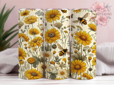Minimalist Spring Honeybee Tumbler, Minimalistic Bee Tumbler, Honeybee Floral Wrap, Vibrant Bee Wrap, Artistic Nature Wrap, Sublimation Design, Trendy Gift Idea Sublimation Li Zamperini 