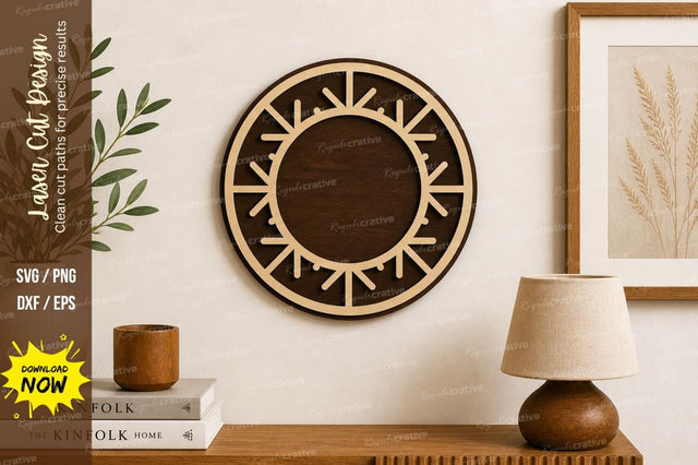 Minimalist Sunburst Circle Laser Cut SVG | Geometric Wall Art SVG File SVG Regulrcrative 