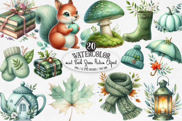 Mint Fresh Green Autumn Clipart Sublimation SVGista 