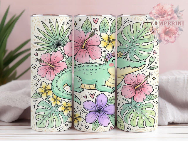 Mint Gator Floral 20oz Tumbler, Mint Gator, Gator Floral, Floral Gator, Gator Tumbler, 20oz Tumbler, Mint Tumbler, Tumbler Wrap Sublimation Li Zamperini 