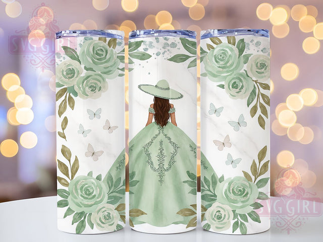 Mint Green Quinceañera Tumbler, Quinceañera Cup Design, 20oz Sublimation Wrap, Quinceañera Tumbler, Green Birthday Tumbler, Custom Quinceañera Wrap, Fiesta Tumbler PNG Sublimation SvggirlplusArt 