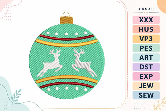 Mint Green Reindeer Ornament Christmas Embroidery Design Embroidery/Applique DESIGNS sg embroidery 