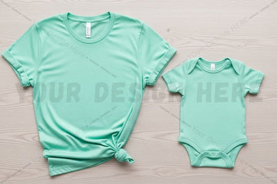 Mint green t-shirt and onesie set Mock Up Photo Regulrcrative 