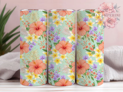 Mint Tropical Floral 20oz Tumbler, Mint Tropical, Tropical Floral, Floral Tumbler, 20oz Tumbler, Mint Tumbler, Tropical Tumbler, Tumbler Wrap Sublimation Li Zamperini 