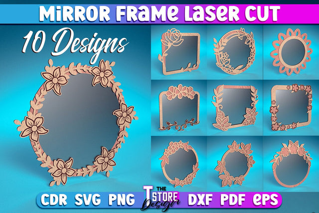 Mirror Frame Laser Cut | Home Design Laser Cut Design | CNC Files SVG The T Store Design 