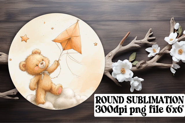Mischievous Circle Ornaments with Teddy Bears Sublimation afrosvg 