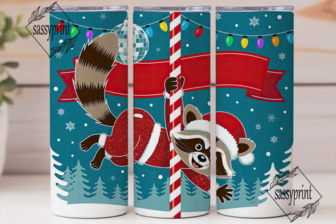 Mischievous Raccoon Santa 20oz Tumbler Sublimation sassyprint 