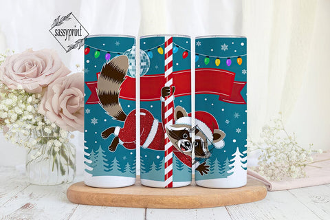 Mischievous Raccoon Santa 20oz Tumbler Sublimation sassyprint 