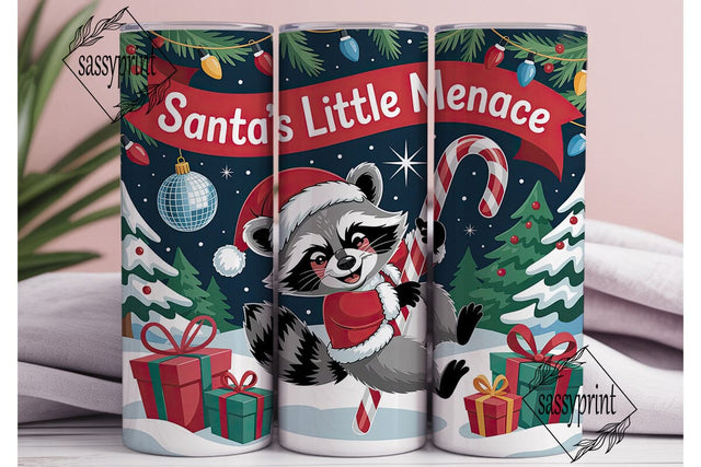 Mischievous Raccoon Santa 20oz Tumbler Sublimation sassyprint 