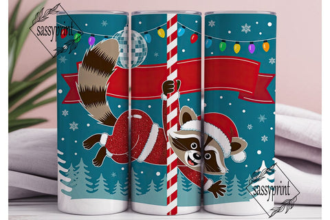 Mischievous Raccoon Santa 20oz Tumbler Sublimation sassyprint 