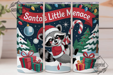 Mischievous Raccoon Santa 20oz Tumbler Sublimation sassyprint 