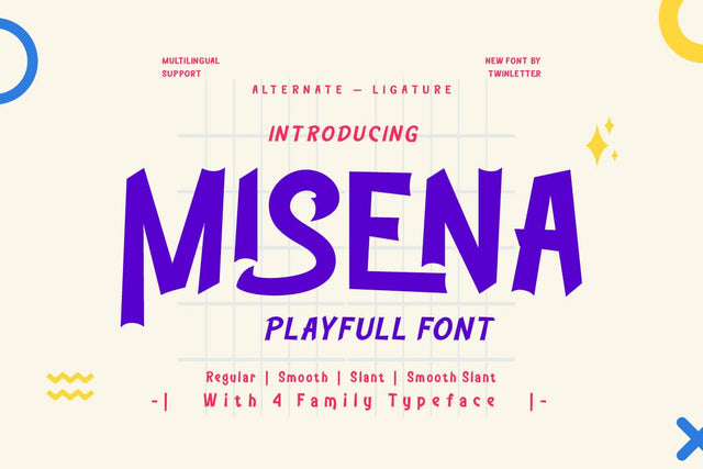 Misena - Playful Display Font Font twinletter 