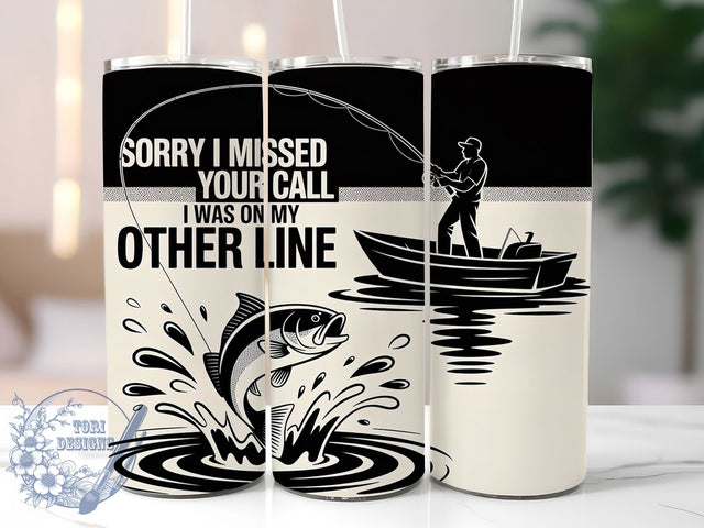 Missed Call Fishing Quote 20oz Tumbler, Funny Fishing Tumbler, Sublimation Wrap, 20oz Tumbler Design, Outdoor Fishing Gift, PNG Tumbler Wrap, Humorous Fisherman Quote Sublimation ToriDesigns 