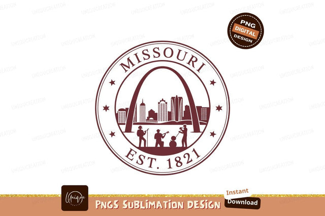 Missouri Gateway Arch city skyline emblem image Sublimation Designangry 