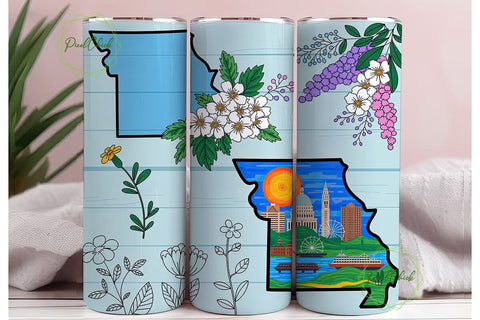 Missouri State Flower 20oz Tumbler Wrap Sublimation PixelChick 