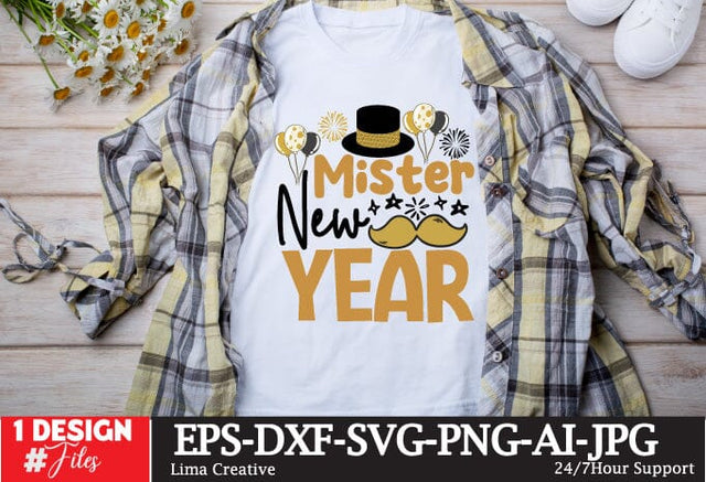 Mister New Year SVG Cut File,Happy New Year ,New Year Sublimation ,New Year T-shirt Design, New Year Retro ,New Year Clip Art,NEw Year SVG Bundle SVG Insomnia Std 
