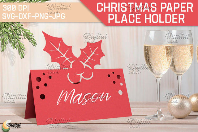 Mistletoe SVG. Name Cards. Papercut Place Holder SVG 3D Paper Evgenyia Guschina 