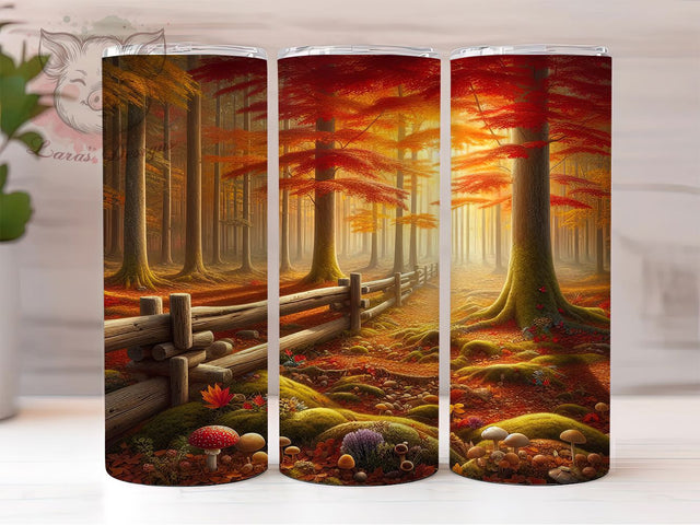 Misty Autumn Forest Scenic Tumbler Wrap, Autumn Tumbler Png, 20oz Skinny Tumbler, Scenic Tumbler Wrap, Sublimation Download, Foggy Woods Tumbler, Nature Lover Gift Sublimation Lara' s Designs 