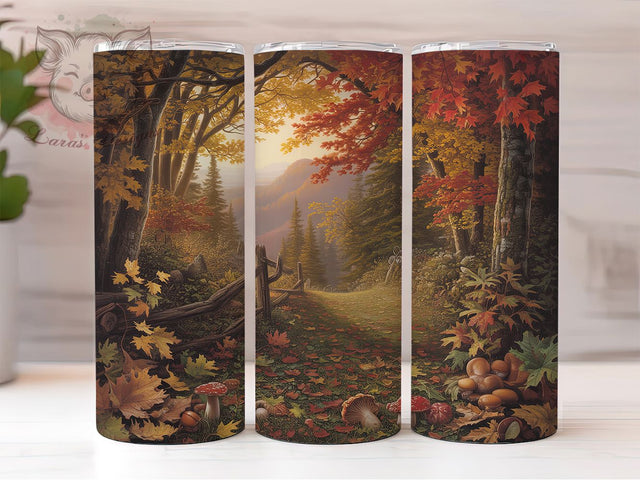 Misty Autumn Forest Scenic Tumbler Wrap, Autumn Tumbler Png, 20oz Skinny Tumbler, Scenic Tumbler Wrap, Sublimation Download, Foggy Woods Tumbler, Nature Lover Gift Sublimation Lara' s Designs 