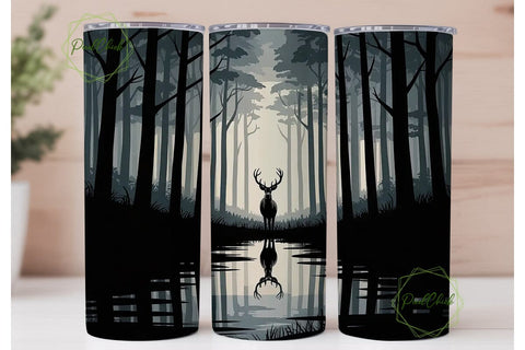 Misty Forest Buck 20oz Tumbler Wrap Sublimation PixelChick 