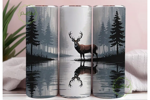 Misty Forest Buck 20oz Tumbler Wrap Sublimation PixelChick 