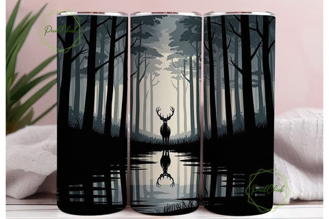 Misty Forest Buck 20oz Tumbler Wrap Sublimation PixelChick 