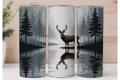 Misty Forest Buck 20oz Tumbler Wrap Sublimation PixelChick 