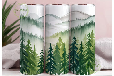 Misty Forest Mountain 20oz Tumbler Wrap Sublimation PixelChick 