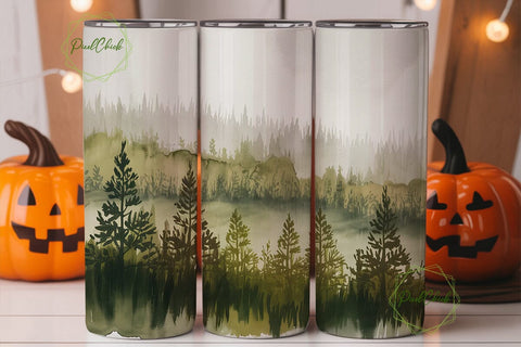 Misty Forest Pine Tree 20oz Tumbler Wrap Sublimation PixelChick 