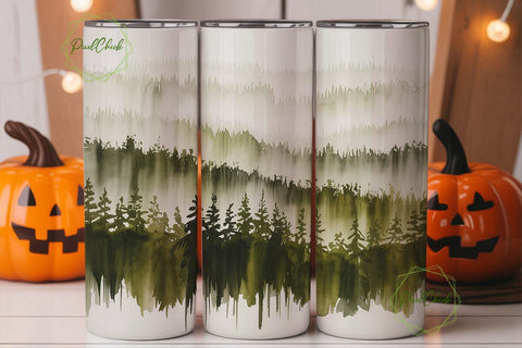 Misty Forest Pine Tree 20oz Tumbler Wrap Sublimation PixelChick 