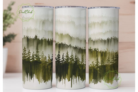 Misty Forest Pine Tree 20oz Tumbler Wrap Sublimation PixelChick 