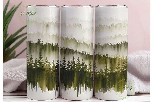 Misty Forest Pine Tree 20oz Tumbler Wrap Sublimation PixelChick 