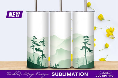 Misty Green Mountain Landscape With Pine Trees Sublimation Regulrcrative 