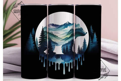 Misty Mountain Bear 20oz Tumbler Wrap Sublimation sassyprint 