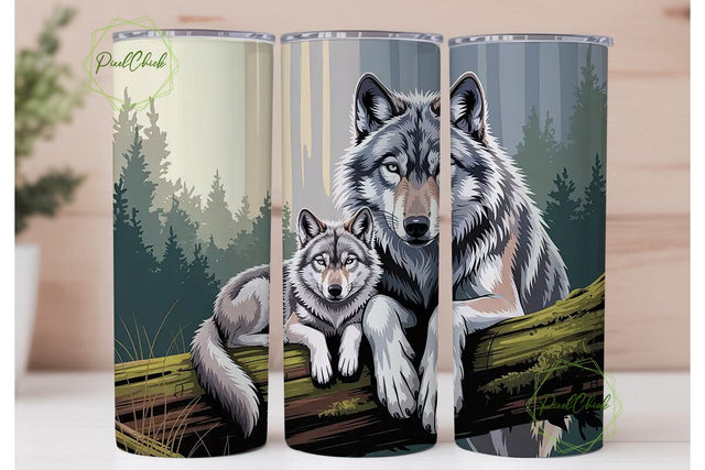 Misty Wolves 20oz Tumbler Wrap Sublimation PixelChick 